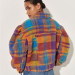Celiab Assunta Plaid Colorful Check Teddy Jacket New XS Orange Photo 2