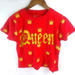 On Fire  M Red Gold QUEEN Crown Crop Top Photo 0