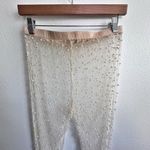 Hot & Delicious  | Pearl Embellished Ivory Cream Mesh Leggings Pants | Medium Photo 6