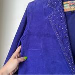Vintage 90s Atlantic Beach Leather Coat Works Purple Suede Studded Jacket 16 Photo 1