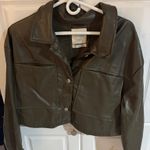 Cropped Faux Leather Jacket Green Size XL Photo 0