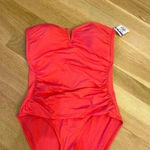 Tommy Bahama NWT  Pink Bandeau V neck swimsuit. Coral size 8 Photo 0