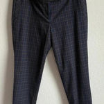 Loft  Women’s Marisa‎ Straight Career Casual Navy Brown Plaid Ankle Pants Size 8 Photo 0
