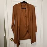 Soft Surroundings  Shape Drape Brown Faux Micro Suede Jacket Size Medium Photo 2