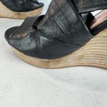 Seychelles  Sandals Womens 8.5 Black Leather Wedge Stacked‎ Heel Criss Cross Photo 11