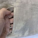 J Crew Sz 2 Dress Beige Gold Metallic Linen Shift Grommet V Photo 4