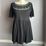 Calvin Klein black 100% Cotton short sleeve baby doll top lace trim Size Small Photo 0