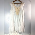 Sonoma XL Boho Cotton Crocheted Lace Neckline Mini Dress in White - Petite Photo 7