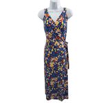 Market & Spruce Blue Sleeveless Floral Pattern V Neck Midi Length Wrap Dress 1X Photo 1