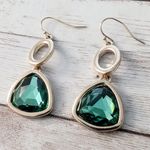 Vintage Earrings for Pierced Ears Gold Tone and Green Statement Dangle Photo 5