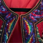 Laurence Kazar Vintage Silk Beaded Jacket Red Size Small 80s Funky Art to Wear Photo 3