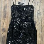 Pretty Little Thing Womens Black Vinyl Bandeau Bodycon Dress Size 6 NWT Photo 0