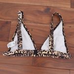 ASOS DESIGN Leopard Print Deep Triangle Crop Bikini Top Size 10 Brown Photo 2