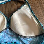 Lands' End  Womens Teal Green Black Paisley Halter Tankini Swim Suit Top Size 14 Photo 4