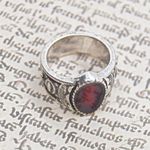 Medieval Garnet Signet Ring Silver Photo 6