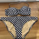 J. Crew Women's Navy Blue & White Gingham Bikini Size Small Top Large Bottoms Photo 0