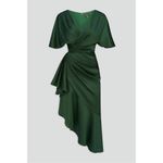 Theia Gwen Asymmetrical Ruffle Dress in Thorn Green Size 8 Photo 4
