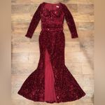 Portia and Scarlett STUNNING Deep Red Sequin Long Sleeve Dress Size 2 Photo 3