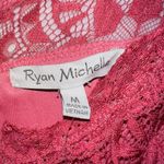 NWT Ryan Michelle Pink Eyelet Lace Long Sleeve V Neck Mini Dress size medium Photo 1