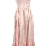 AQUA Pink Striped Maxi Sleeveless Spaghetti Straps Long Dress 100% Cotton Small Photo 1