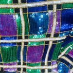 Vintage sequin / silk color block shiney blazer jacket unique era style shirt Blue Photo 10