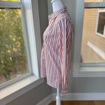 Vintage America’s Sweetheart Orange White Striped Cotton Button Down Dress Shirt Photo 1