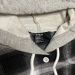 SheIn EZwear Tartan Drawstring Hooded Plaid Button Up - Size L Photo 3