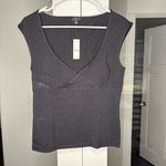 J.Crew NWT Stretch Cotton Cap-sleeve Crossover Shirt Black Photo 1