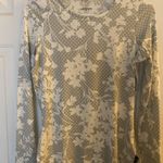 Lands' End Grey Floral Crew Neck Long Sleeve Rash Guard UPF 50 Swim Tee Photo 1