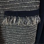Ming Wang NWT Metallic Tweed Knit Fringe Blazer Jacket Black and Gold Size XS Photo 6