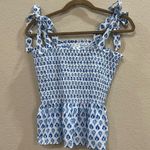 J.Crew Smocked Floral Cotton Top With Bow Tie Straps Womens Size S Classic EUC Photo 3