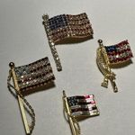 lot of 4 Patriotic Brooch Pins Gold Tone American Flag Rhinestone Photo 7
