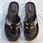 Coach  Jodee Signature C Thong Sandals Black Canvas Leather Women’s 8.5 🧡 Photo 1
