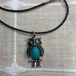 Cute Lab Created Turquoise Owl Necklace Pendant Southwest Womens Gift New 17in Blue Photo 1