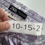 ZARA Pants Womens Small Purple White Floral Print Elastic Waist Jogger Lounge Photo 2