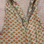 Boutique  Boho Green & Orange Floral V-Neck Racerback Jumpsuit Photo 3