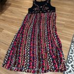 Vintage Teacher Core Jamie Brooke Pattern Maxi Dress Size 10 Black Photo 0