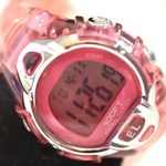 EL Sportswatch FMD Pink Jelly Band Dk Pink Accent Silver Tone Working Watch Photo 0