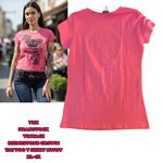 Y2K VTG. DEADSTOCK PINK PRINCESS CROWN RHINESTONE TATTOO TOP NWOT XL Photo 3