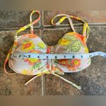 Aerie Bandeau Style Ruched Front Tie Back Orange and Yellow Bikini Top Size M Photo 4