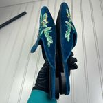 Cape Robbin Teal Velvet Embroidered Pointed Toe Mules Womenโs Size 8.5 Photo 8