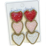 3 Heart dangle earrings New ♥️ red pink white gold Photo 0