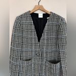St. John Prince Wales Black White Houndstooth Knit Wool Blazer Jacket US 8 $2195 Photo 9