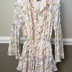Buddy Love Women's Zozo Tiered Bell Sleeve Pink Gold Lightweight Dress XS EUC Photo 0