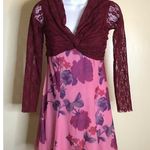 Kimchi Blue Women Lace Shoulder Floral Mini Dress Sz.Med dark Pink Whimsygoth Photo 6