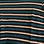 Forever 21 women's striped black, white, and teal short-sleeved crop top Photo 1