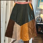 Handmade Colorful Patchwork Genuine Leather Women's Skirt Brown Photo 2