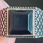 Black obsidian S925 antique silver ring size 8.75 Photo 4