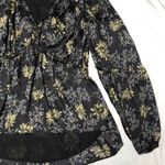 Cinq à Sept Cinq A Sept Simmons Floral Blouse XS Peasant V-neck Boho Ruffle Trims Black New Photo 7