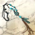 Shyanne blue leaf tassel beaded necklace Photo 1